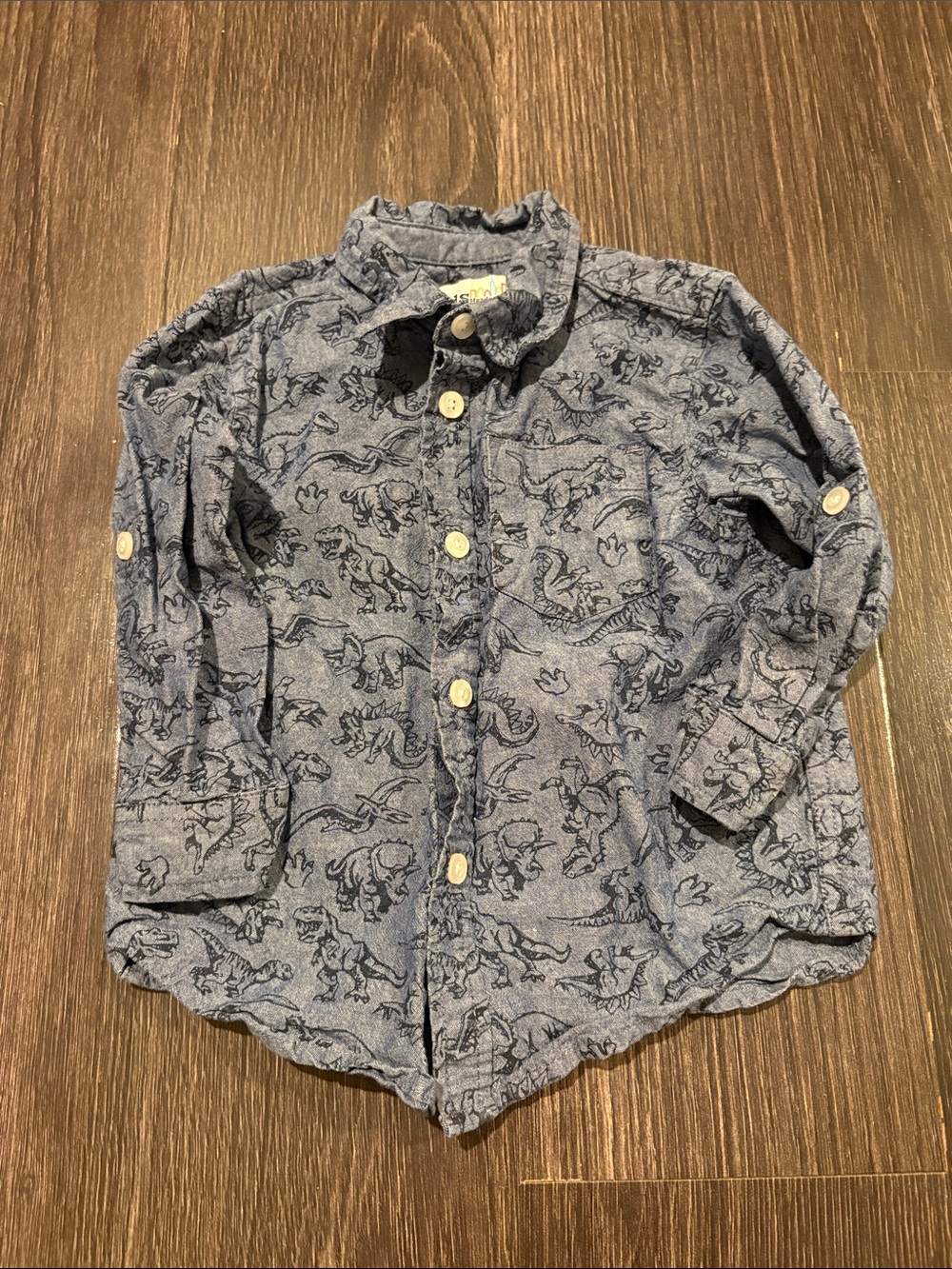Kids headquarters denim dinosaur 24 mo button down shirt cotton